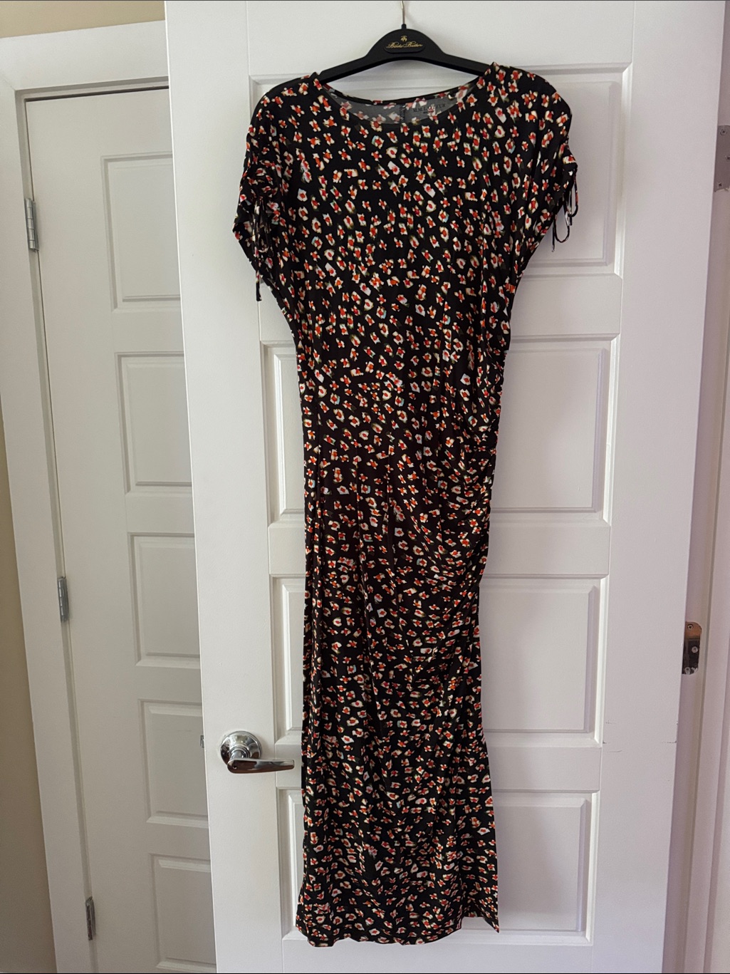 Mm Lafleur Black Floral Midi Dress, Size S